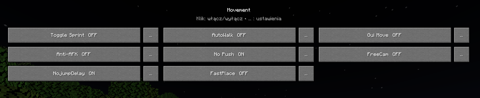 Movement settings preview